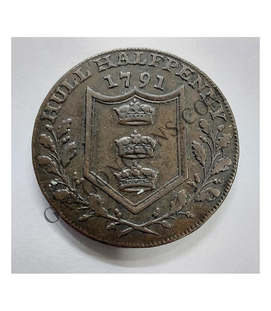 Hull Half Penny Gran Bretaña Yorkshire Token 1791
