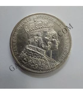 Estados Alemanes PRUSIA 1 Thaler 1861 Coronacion Whillhem y Augusta KM 488