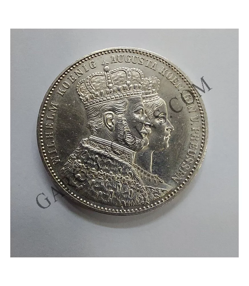 Estados Alemanes PRUSIA 1 Thaler 1861 Coronacion Whillhem y Augusta KM 488