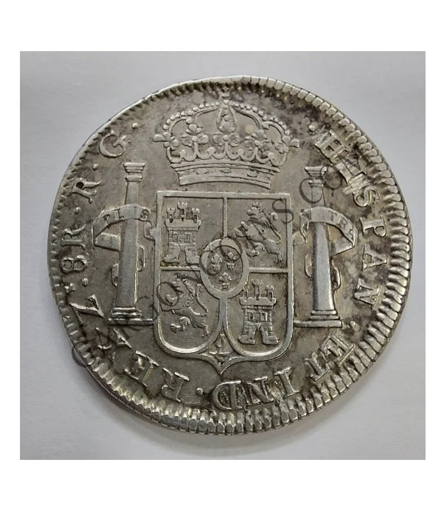 Fernando VII  8 Reales de Zacatecas del 1821 R G en EBC++ Tipo 2