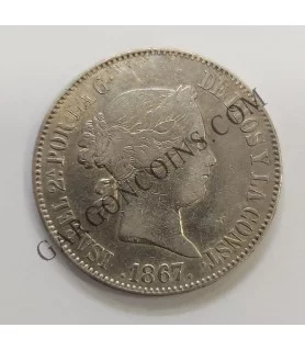 Isabel II  1 escudo 1867  de Madrid MBC
