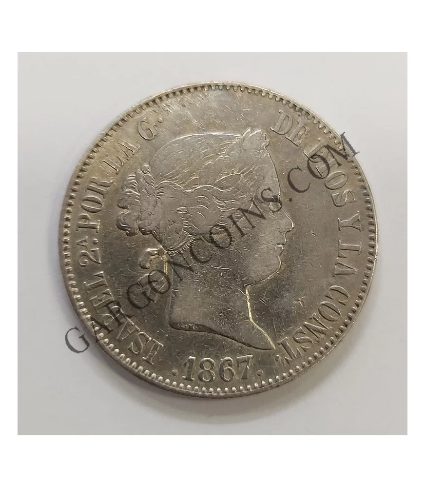 Isabel II  1 escudo 1867  de Madrid MBC