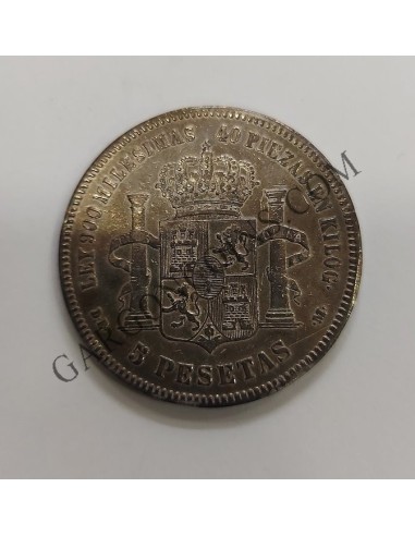 Alfonso XII 5 Pesetas 1876*76 DEM en EBC+ y pátina irisada