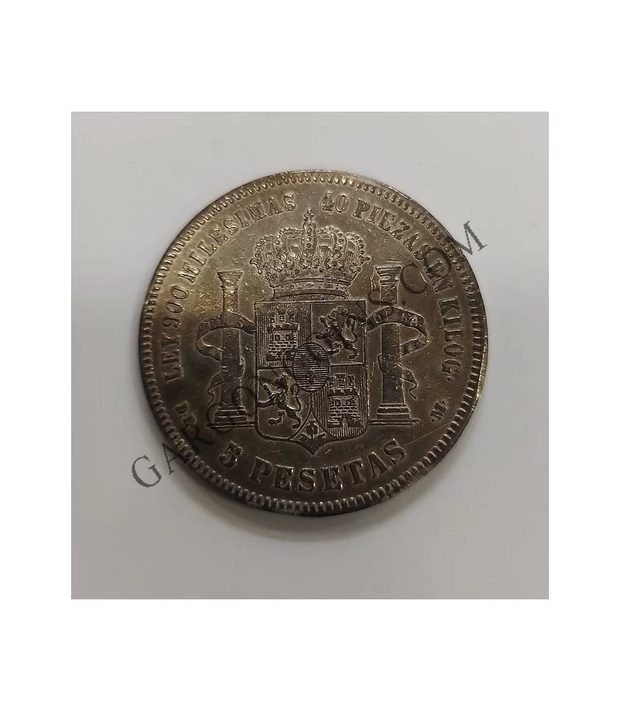 Alfonso XII 5 Pesetas 1876*76 DEM en EBC+ y pátina irisada