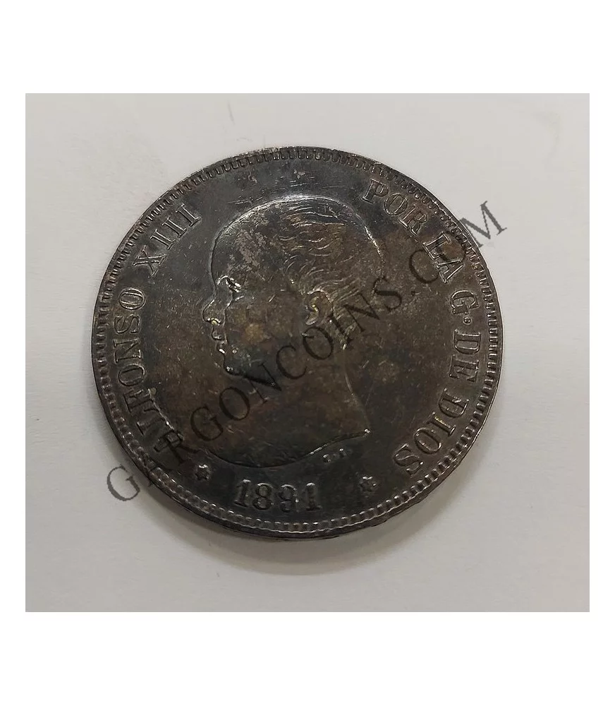 5 Pesetas Alfonso XIII 1891 *91 PG M  EBC