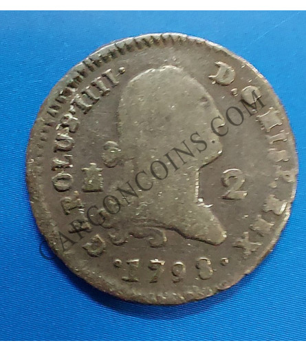 Carlos IV 2 Maravedís 1798 ceca de  Segovia 