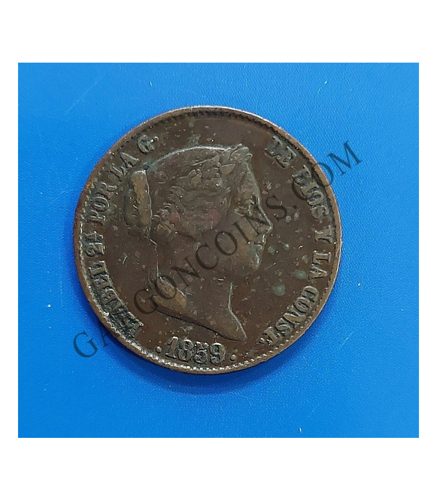 Isabel 2ª 25 Céntimos de Real 1859 Segovia Cuartillo