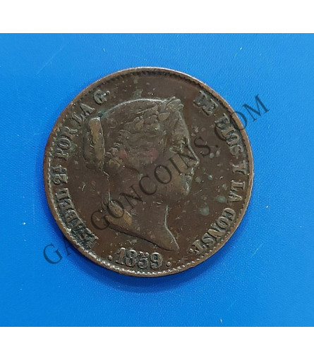 Isabel 2ª 25 Céntimos de Real 1859 Segovia Cuartillo