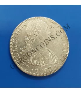 Carlos IV 8 Reales Mexico 1792 FM en EBC++, Fallo de acuñación