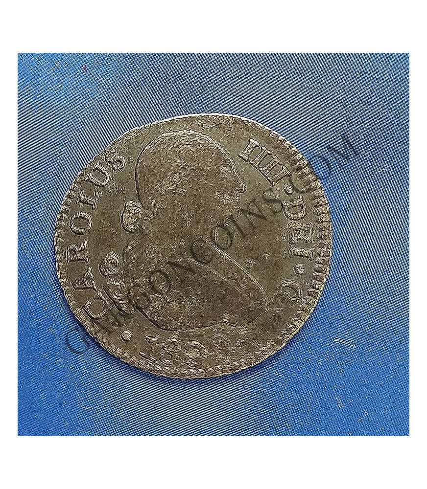 Carlos IV  2 Reales 1808 Sevilla CN  MBC con Pátina