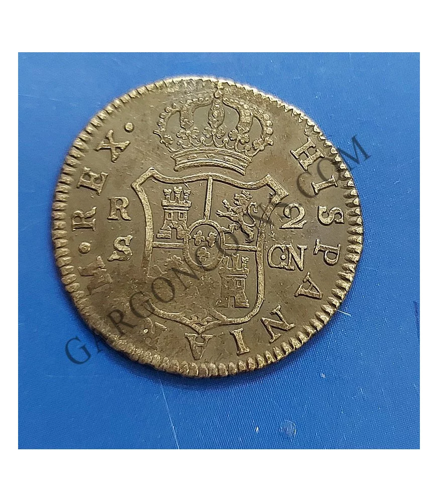 Carlos IV  2 Reales 1808 Sevilla CN  MBC con Pátina