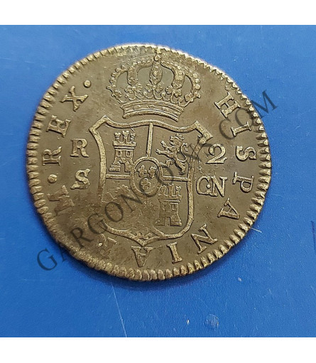 Carlos IV  2 Reales 1808 Sevilla CN  MBC con Pátina