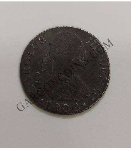 Carlos IV  2 Reales 1806 Sevilla CN  MBC con Pátina