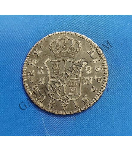 Carlos IV 2 Reales 1808 Sevilla CJ  MBC+ Patina negra