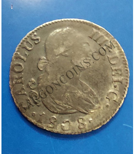 Carlos IV 2 Reales 1808 Madrid AI  MBC+ Patina negra