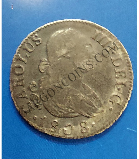 Carlos IV 2 Reales 1808 Madrid AI  MBC+ Patina negra
