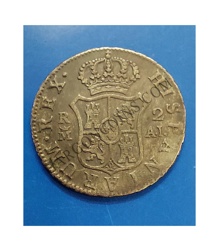 Carlos IV 2 Reales 1808 Madrid AI  MBC+ Patina negra