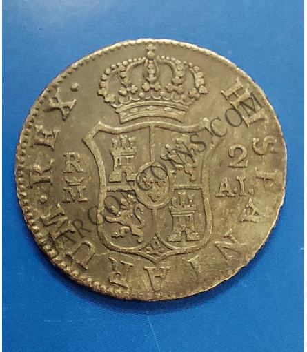 Carlos IV 2 Reales 1808 Madrid AI  MBC+ Patina negra
