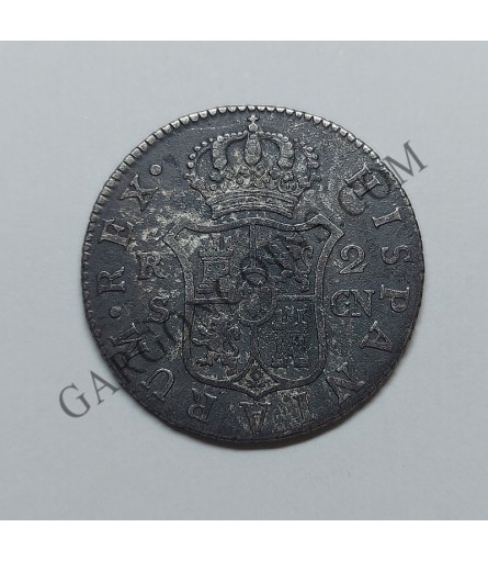 Carlos IV  2 Reales 1799 Sevilla CN  MBC con Pátina