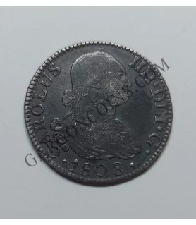 Carlos IV  2 Reales 1808 Madrid A I   BC  Pátina preciosa