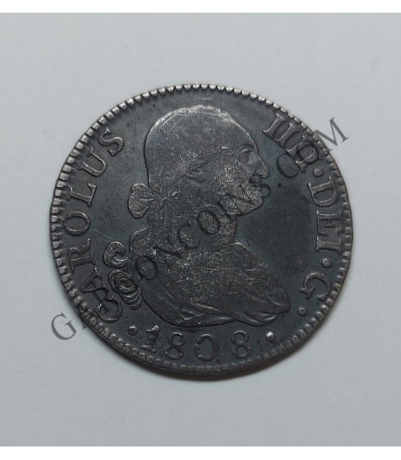 Carlos IV  2 Reales 1808 Madrid A I   BC  Pátina preciosa