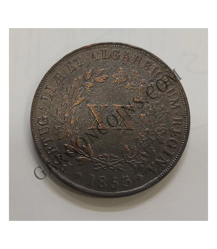 Portugal 20 reis de Maria II del 1853 EBC km 482