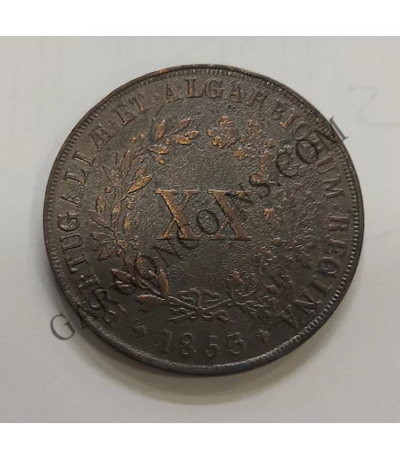 Portugal 20 reis de Maria II del 1853 EBC km 482