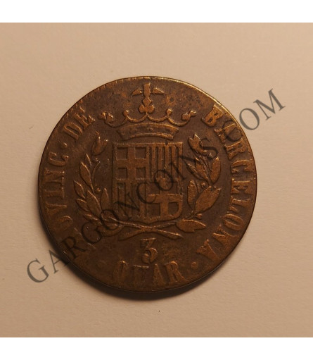 Fernando VII 3 Quartos de ceca Barcelona 1823