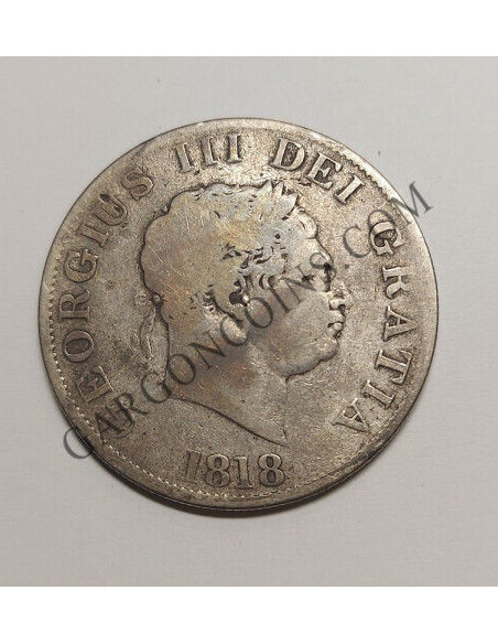 Gran Bretaña George III 1818 Media Corona KM 642