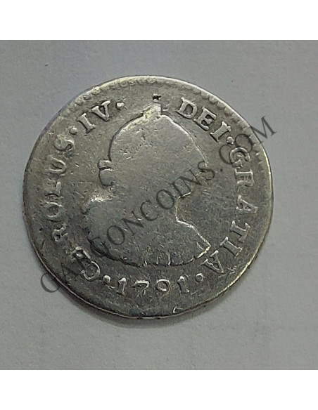 Carlos IV 1/2 Real Lima del 1791  I.J. Busto de Carlos III. Rara