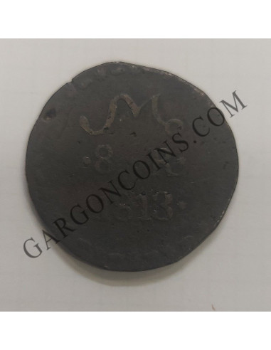 Fernando VII 8 Reales en COBRE del 1813 de Tierras Calientes , Mexico RARISIMOS