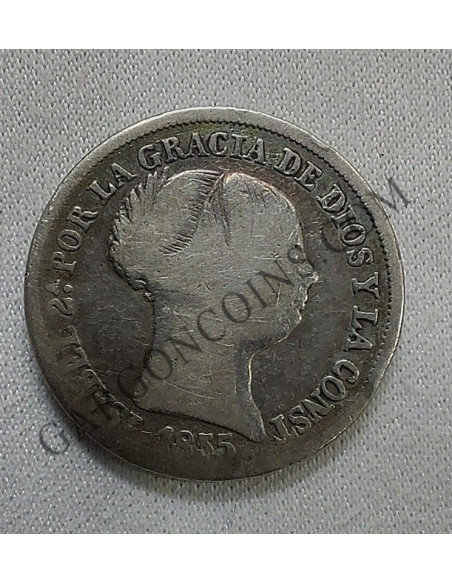 Isabel II 2 Reales 1855 de Madrid