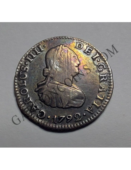 Carlos IV Medio Real del 1792 de Mexico FM EBC con pátina original