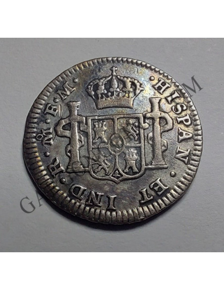 Carlos IV Medio Real del 1792 de Mexico FM EBC con pátina original