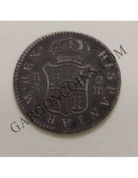 Carlos III 2 Reales de 1782  ceca Madrid J D en MBC+