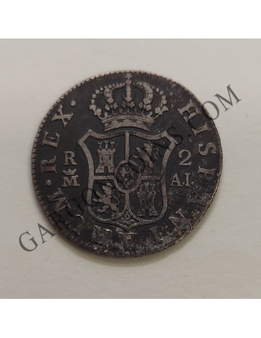 Carlos IV 2 Reales 1807 Madrid AI  MBC+ Patina negra