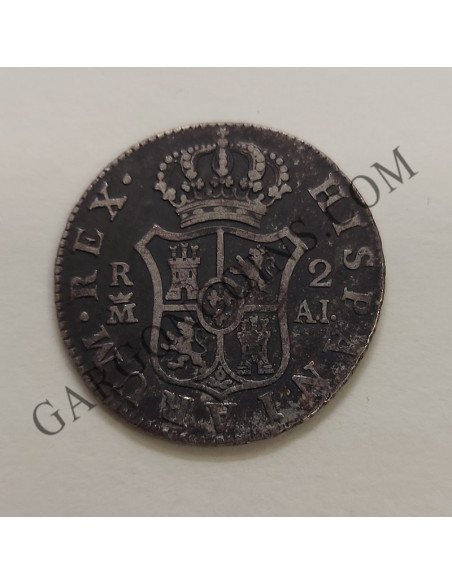 Carlos IV 2 Reales 1807 Madrid AI  MBC+ Patina negra