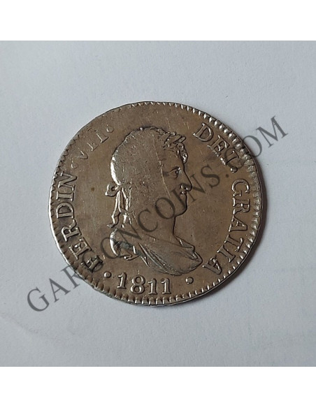 Fernando VII 2 Reales Cadiz C I de 1811  Escasa MBC vano de  acuñación
