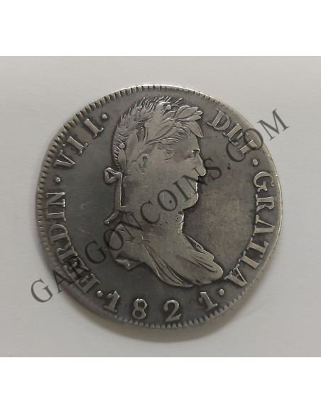 Fernando VII 8 Reales 1821 de Zacatecas R G