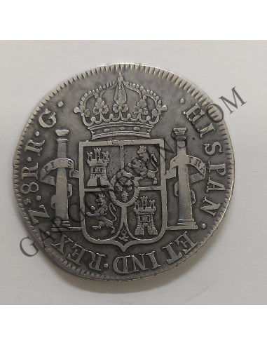 Fernando VII 8 Reales 1821 de Zacatecas R G