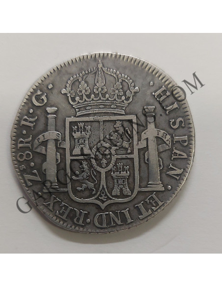 Fernando VII 8 Reales 1821 de Zacatecas R G