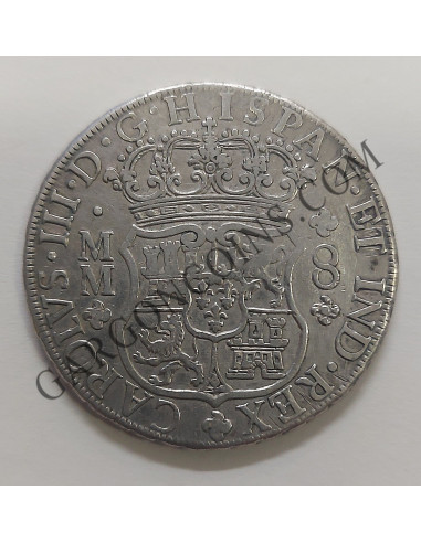 Carlos III  Columnario de 8 Reales 1761 Mexico MM  en EBC