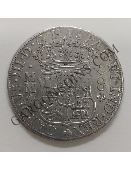 Carlos III  Columnario de 8 Reales 1761 Mexico MM  en EBC