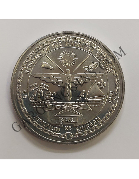 Marshall Islands 5 Dolares de 1991 X Aniversario del Transbordador Columbia