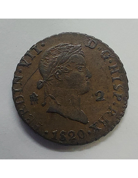  Fernando VII 2 Maravedis de Segovia del 1820 EBC+