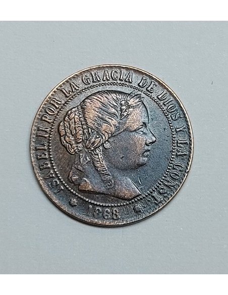 Isabel II  Medio Céntimo de Escudo Sevilla del 1868 