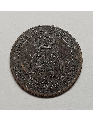 Isabel II  Medio Céntimo de Escudo Sevilla del 1868 