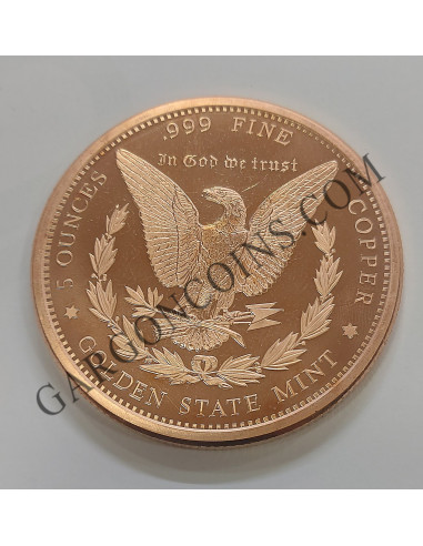 Espectacular pieza de 5 onzas de cobre puro de Golden State Mint