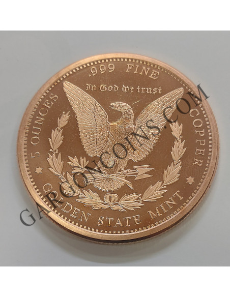Espectacular pieza de 5 onzas de cobre puro de Golden State Mint