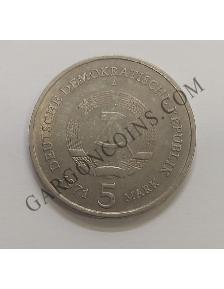 República Democratica Alemana DDR 5  Marcos   1971 ceca A Berlín  RDA
